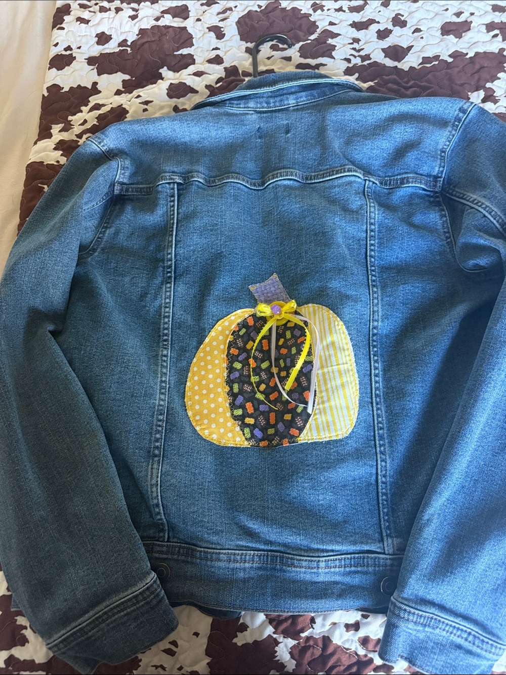 George Blue Denim Jacket with Yellow Pumpkin Patch